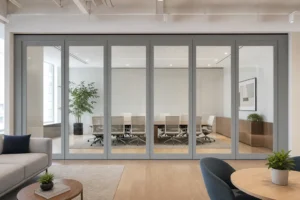 Planificación de muros de vidrio móviles para espacios de coworking