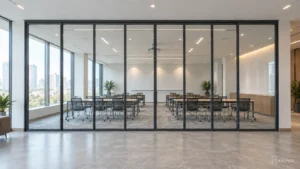 Flujo de trabajo de coordinación del arquitecto para distribuciones de mamparas de vidrio móviles